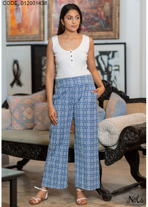 FINLEY LIGHT BLUE PRINT PANT